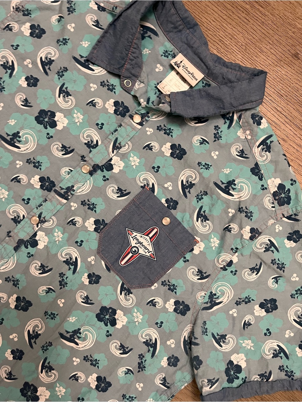 Disney Teal & Navy Surf Floral Button-Down Shirt